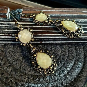 Vintage Edgy Victorian Style Antique Brass Teardrop Earrings